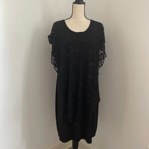 Enfocus Floral Lace Midi Dress size‎ 14 Black Sleeveless Vamp Dark Romantic